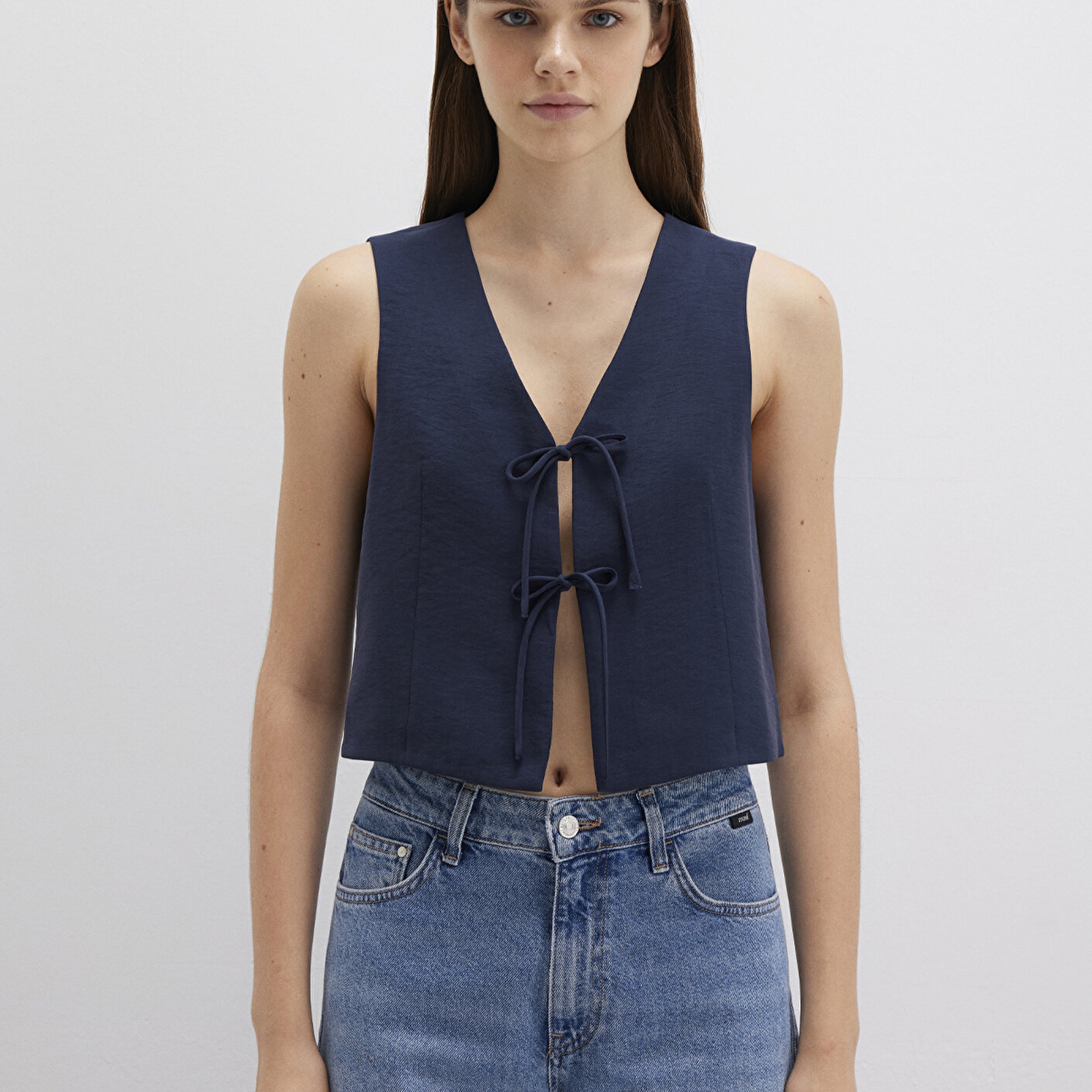 Mavi Bağcıklı Lacivert Bluz 1211200-82318