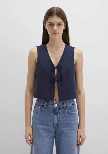  Mavi Bağcıklı Lacivert Bluz 1211200-82318