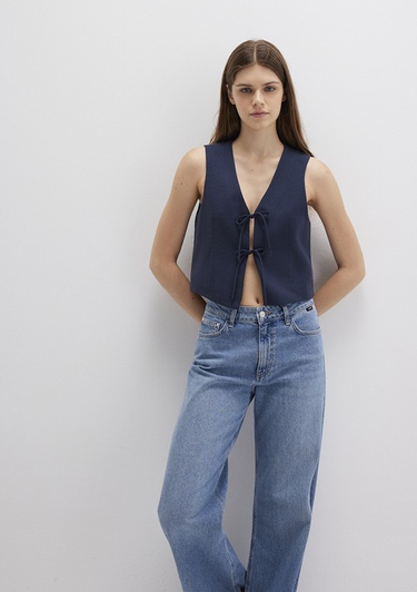  Mavi Bağcıklı Lacivert Bluz 1211200-82318