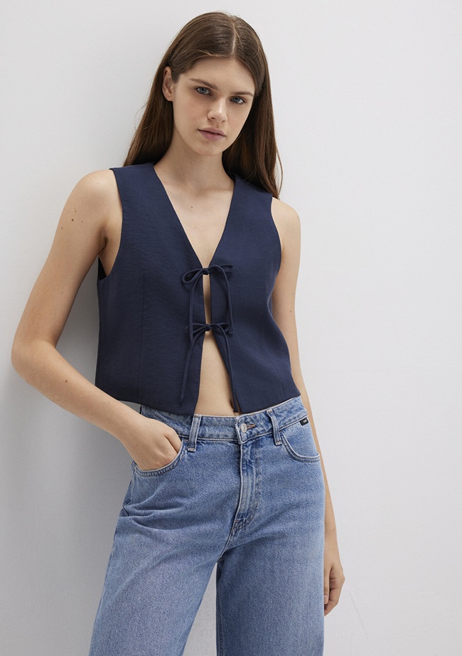  Mavi Bağcıklı Lacivert Bluz 1211200-82318