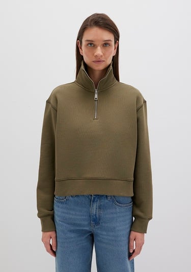  Mavi Yarı Fermuarlı Haki Sweatshirt 1S10391-71589