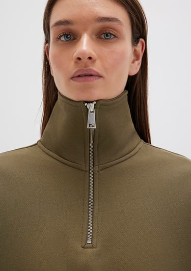  Mavi Yarı Fermuarlı Haki Sweatshirt 1S10391-71589