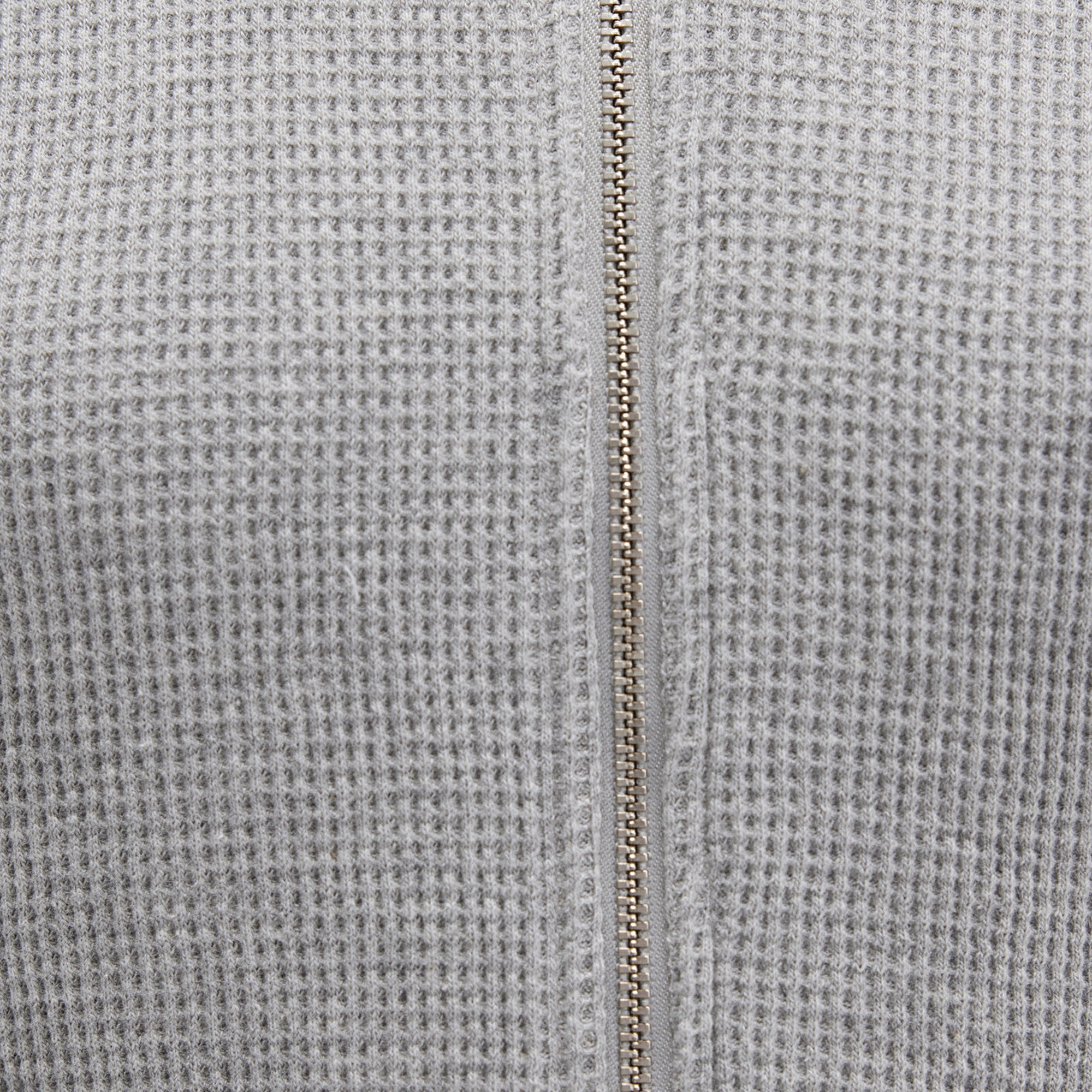 Mavi Fermuarlı Dokulu Gri Sweatshirt 1613383-80018