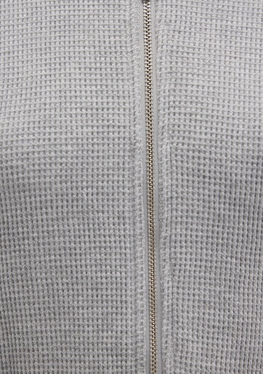 Mavi Fermuarlı Dokulu Gri Sweatshirt 1613383-80018