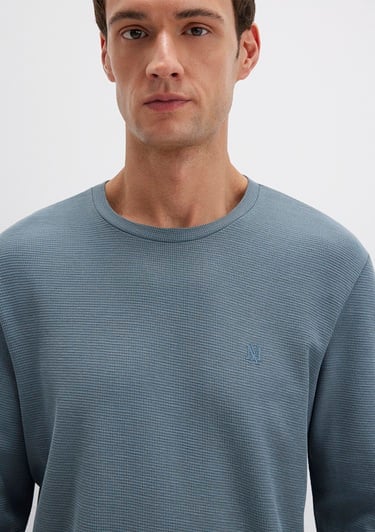  Mavi Uzun Kollu Gri Basic Tişört Slim Fit / Dar Kesim 065755-80889