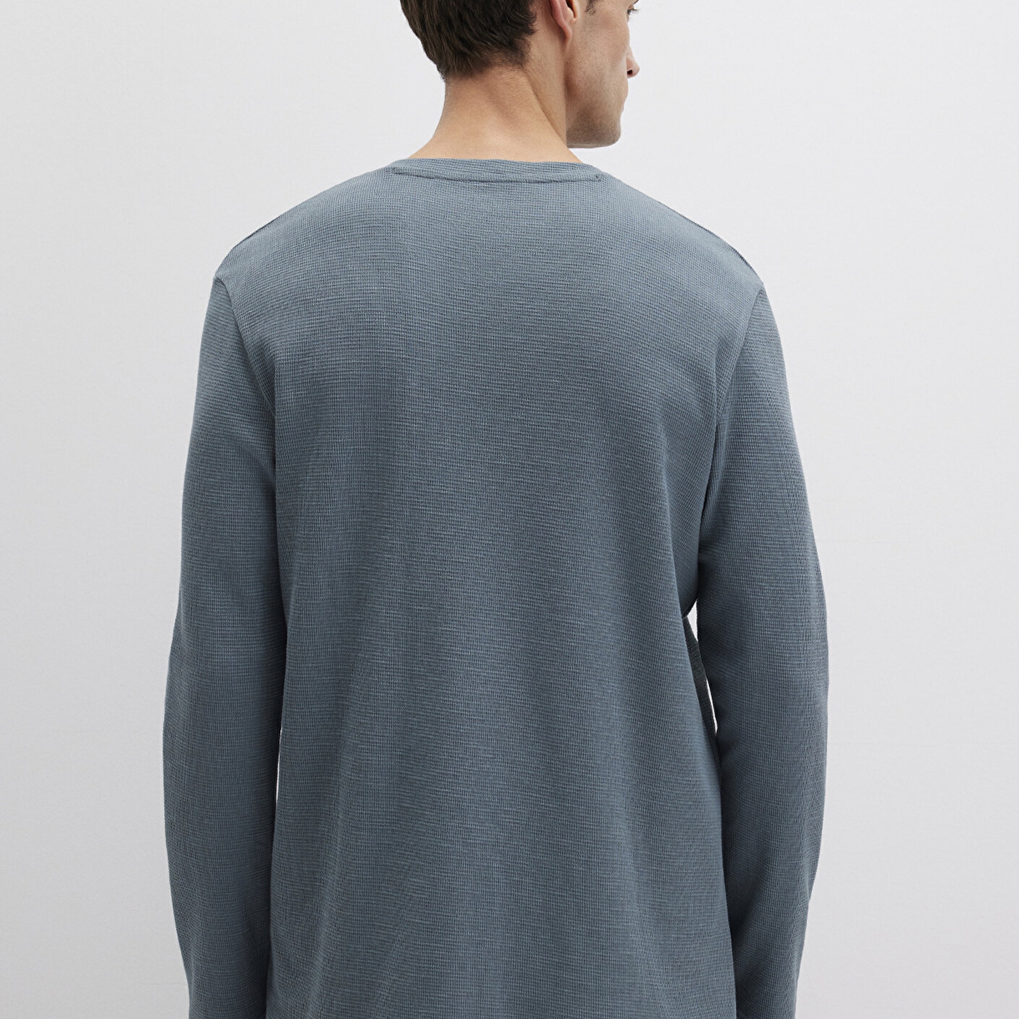 Mavi Uzun Kollu Gri Basic Tişört Slim Fit / Dar Kesim 065755-80889