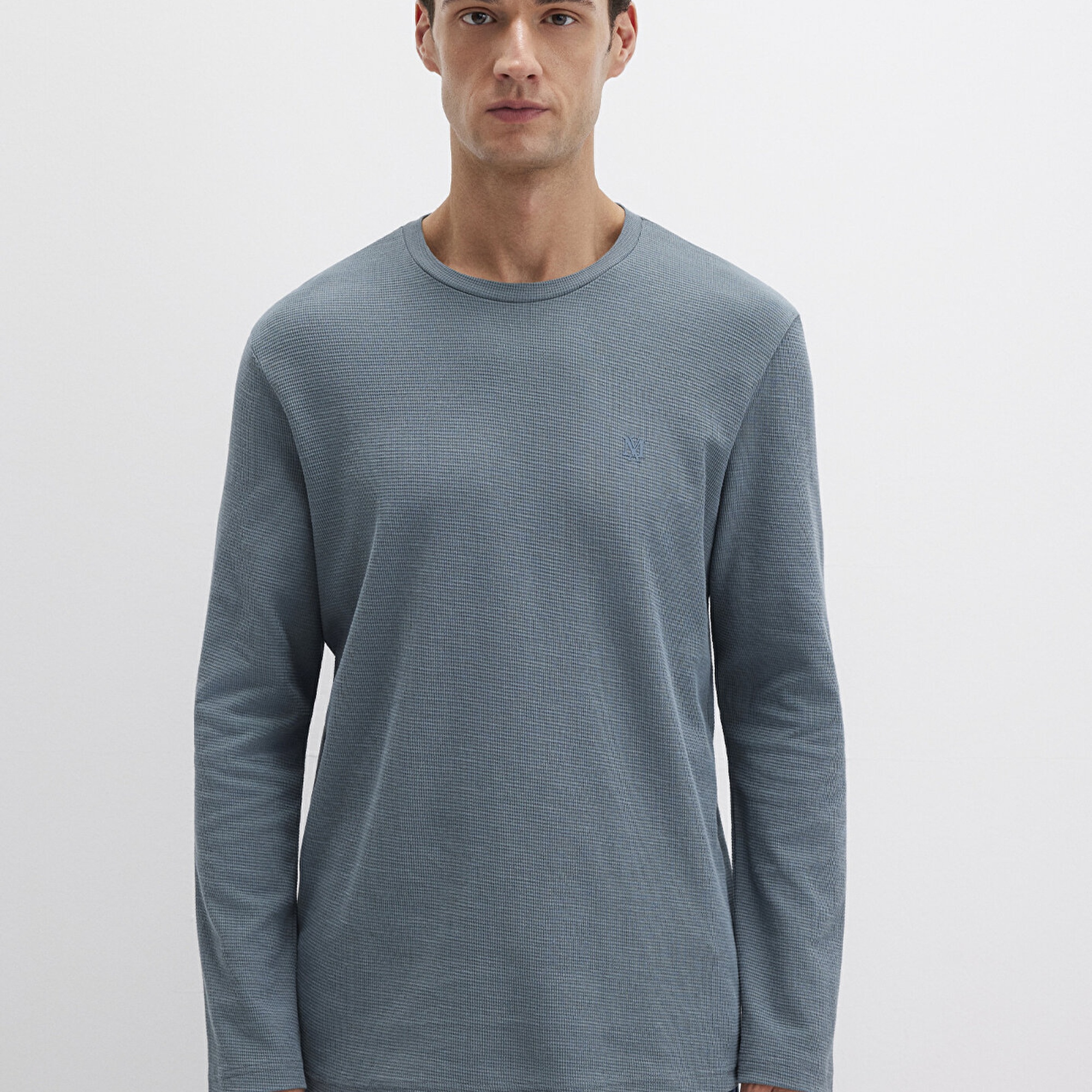 Mavi Uzun Kollu Gri Basic Tişört Slim Fit / Dar Kesim 065755-80889