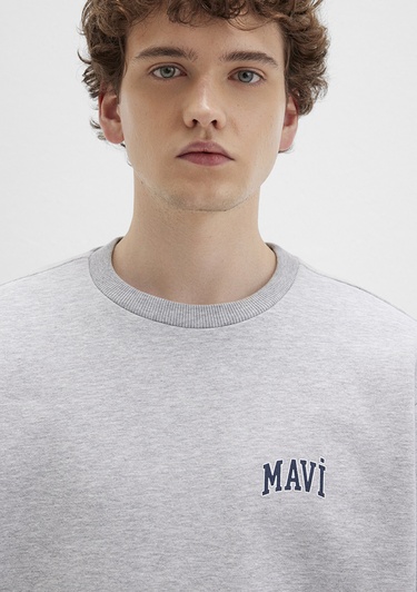  Mavi Mavi Logo Baskılı Gri Sweatshirt 0611716-80018