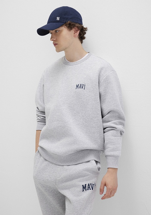  Mavi Mavi Logo Baskılı Gri Sweatshirt 0611716-80018