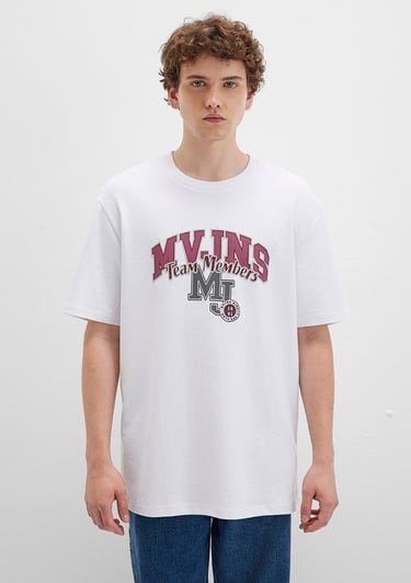  Mavi Beyaz Tişört Loose Fit / Bol Rahat Kesim 0612858-620