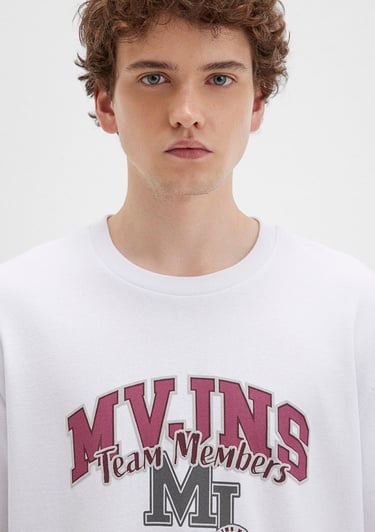  Mavi Beyaz Tişört Loose Fit / Bol Rahat Kesim 0612858-620