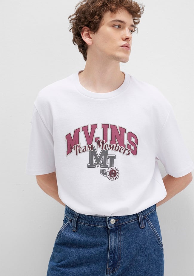  Mavi Beyaz Tişört Loose Fit / Bol Rahat Kesim 0612858-620