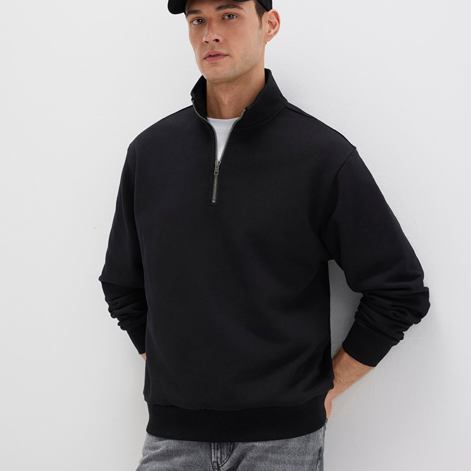 Mavi Yarı Fermuarlı siyah Basic Sweatshirt 0S10419-900
