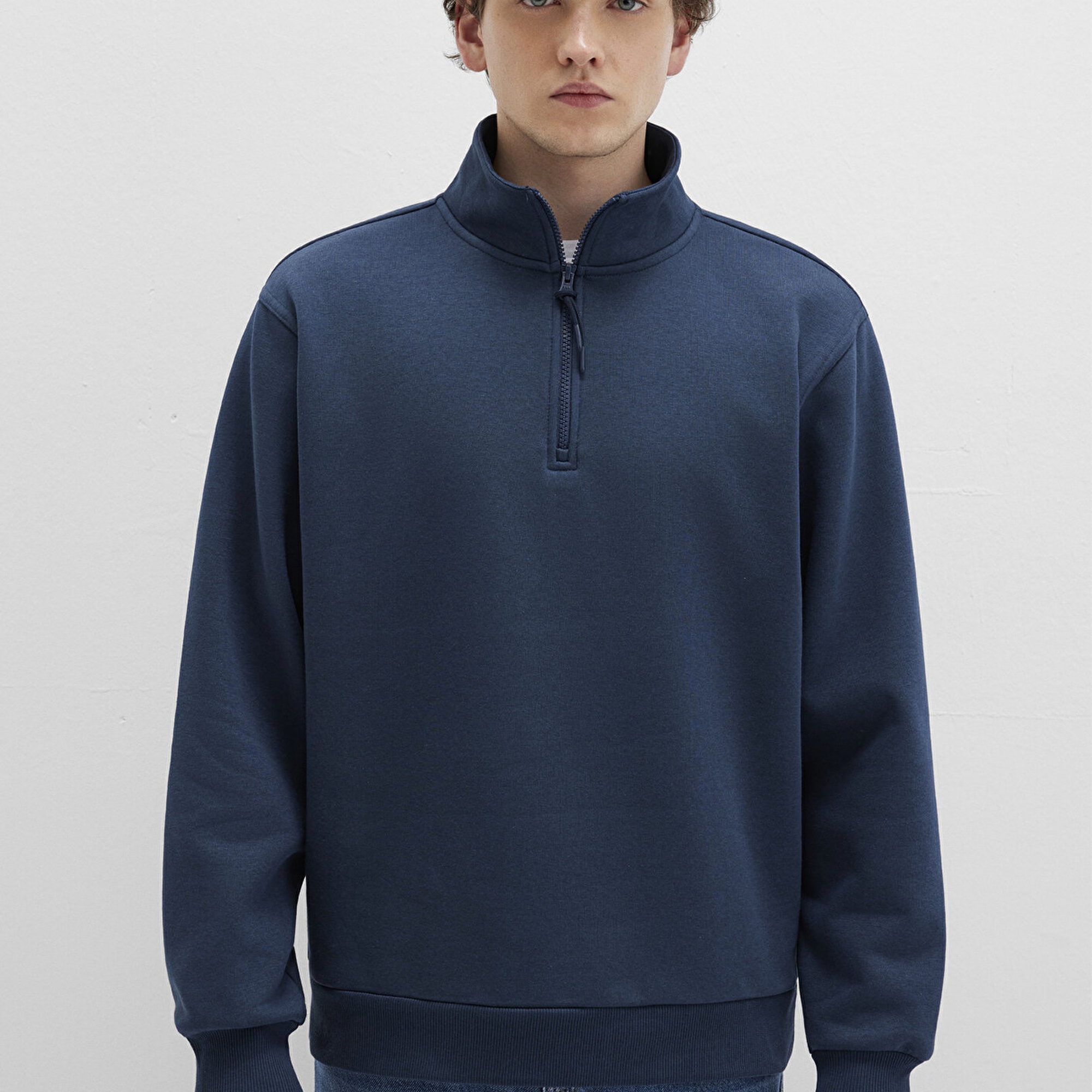 Mavi Yarı Fermuarlı Lacivert Basic Sweatshirt 0S10278-70490
