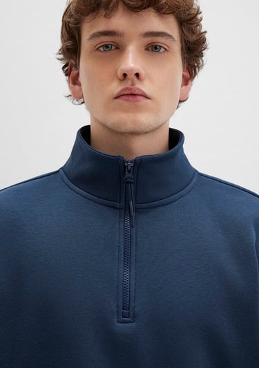  Mavi Yarı Fermuarlı Lacivert Basic Sweatshirt 0S10278-70490