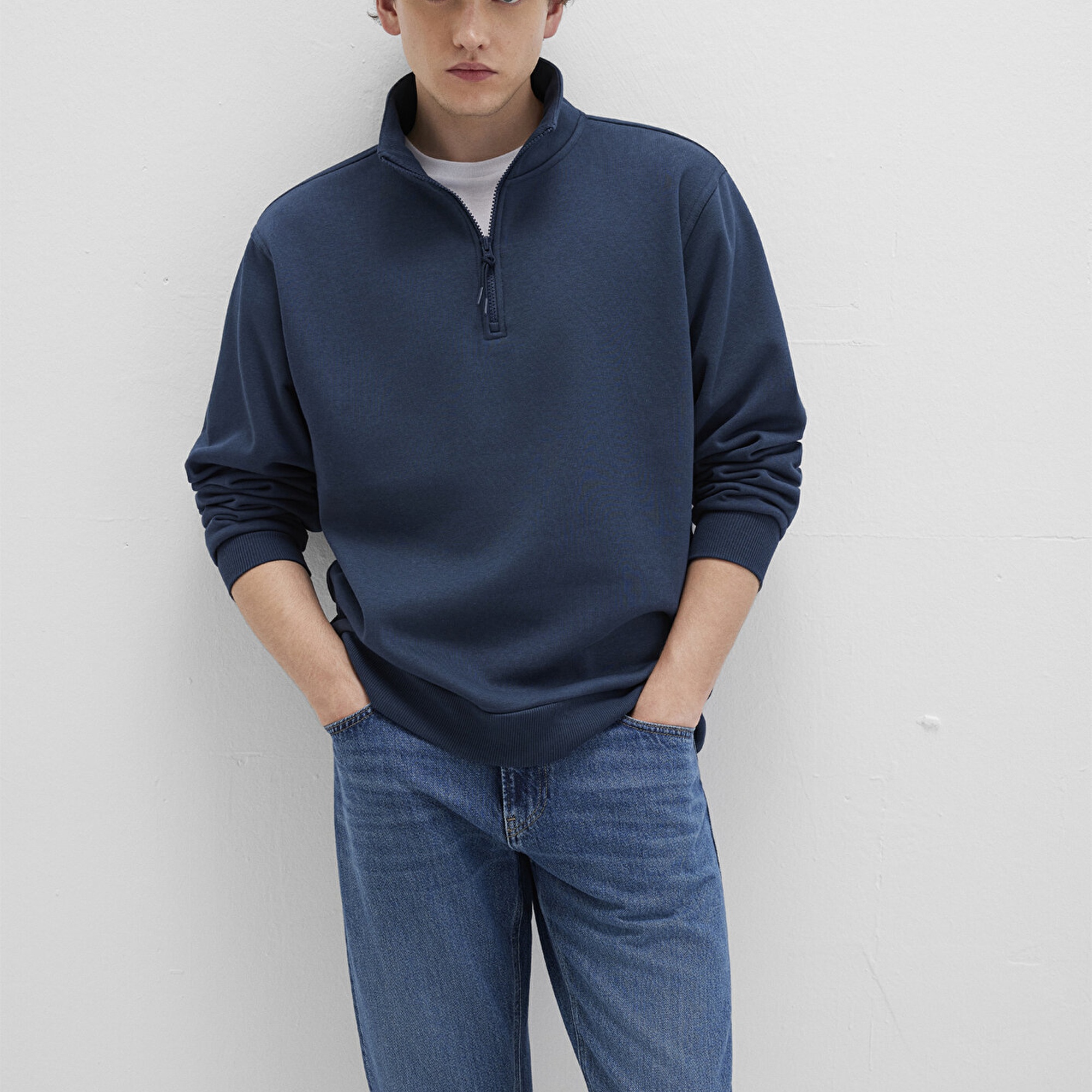 Mavi Yarı Fermuarlı Lacivert Basic Sweatshirt 0S10278-70490