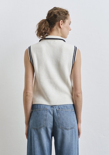  Mavi Yarı Fermuarlı Ekru Süveter Slim Fit / Dar Kesim 1710698-70057