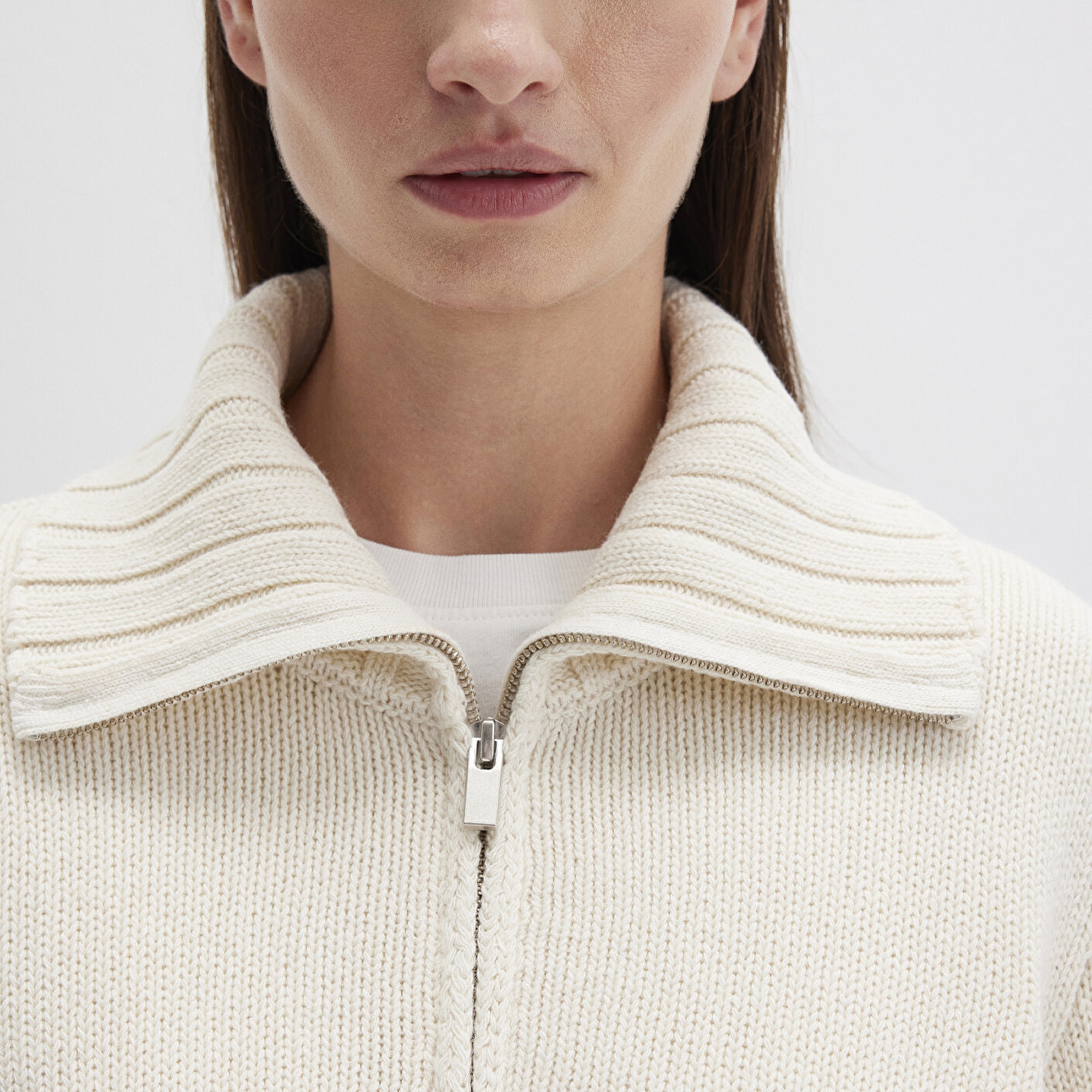 Mavi Yarı Fermuarlı Ekru Kazak Regular Fit / Normal Kesim 1710703-82127