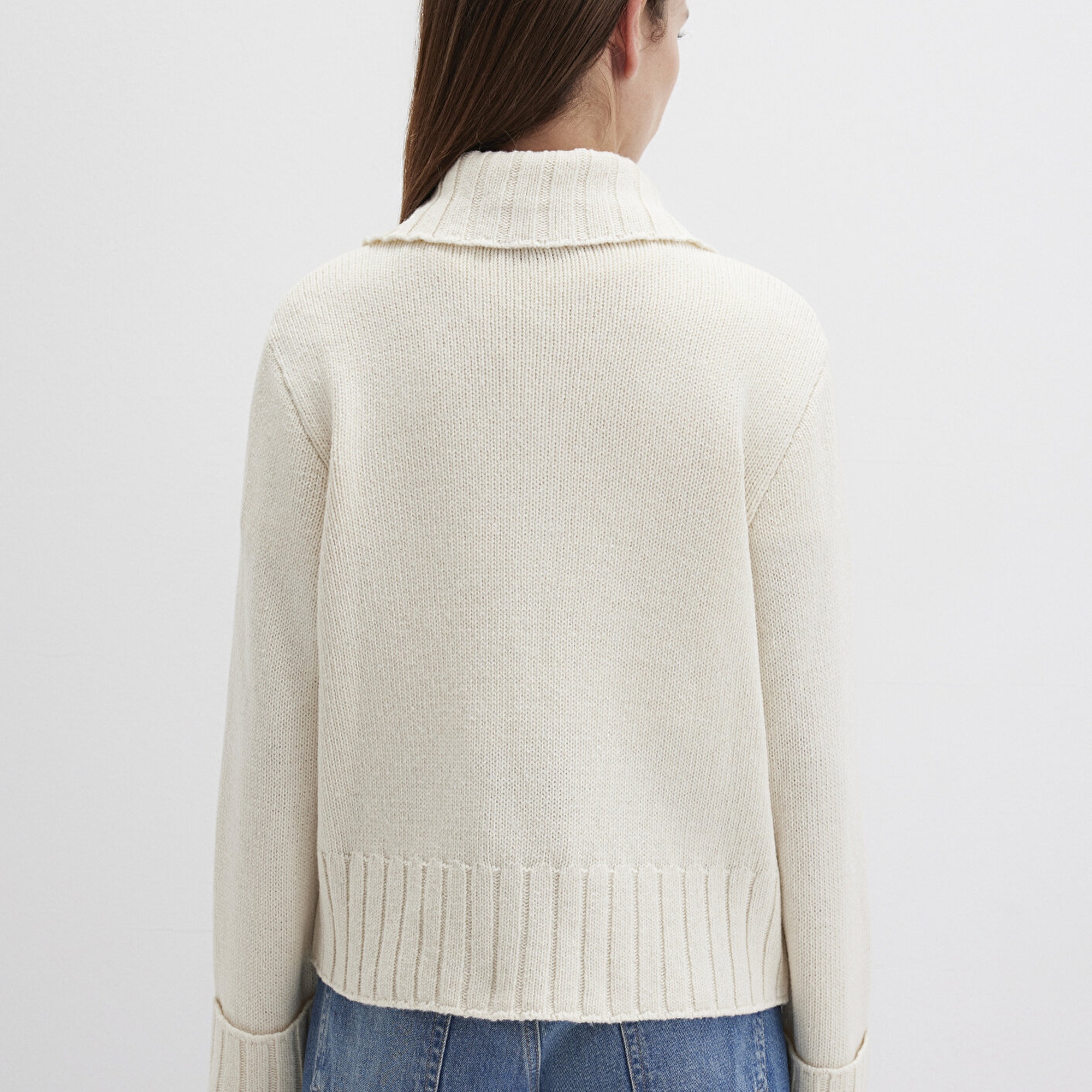 Mavi Yarı Fermuarlı Ekru Kazak Regular Fit / Normal Kesim 1710703-82127