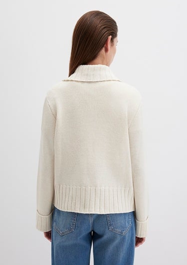  Mavi Yarı Fermuarlı Ekru Kazak Regular Fit / Normal Kesim 1710703-82127