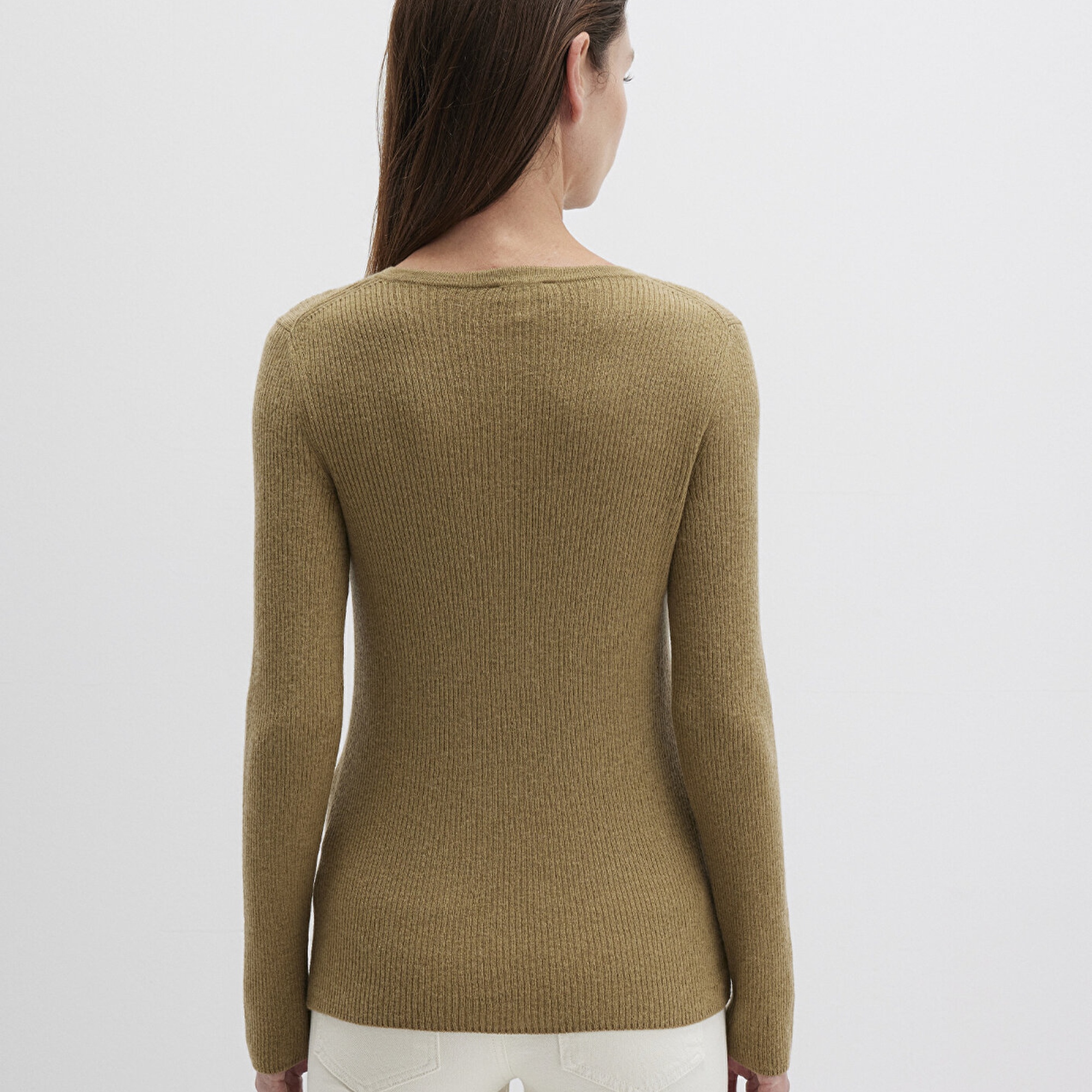 Mavi Düğme Detaylı Yeşil Kazak Fitted / Vücuda Oturan Kesim 1710730-71567