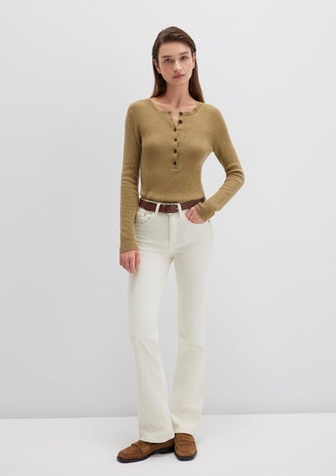  Mavi Düğme Detaylı Yeşil Kazak Fitted / Vücuda Oturan Kesim 1710730-71567