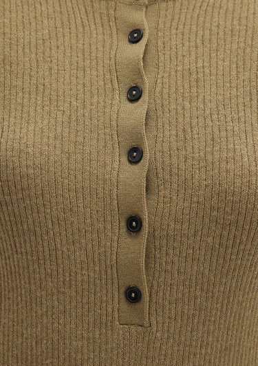  Mavi Düğme Detaylı Yeşil Kazak Fitted / Vücuda Oturan Kesim 1710730-71567