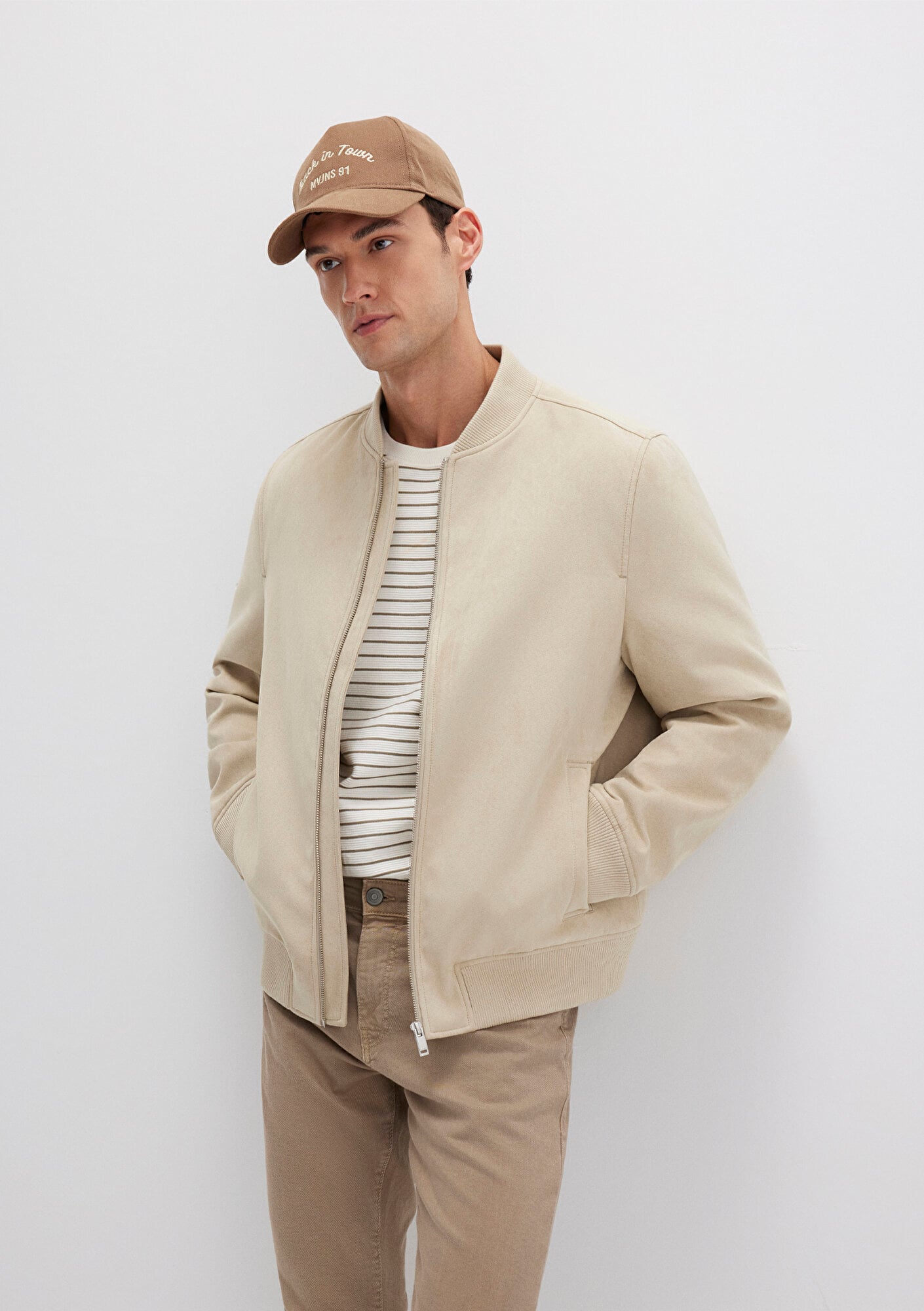  Mavi Kahverengi Suni Deri Ceket Regular Fit / Normal Kesim 0110639-70186