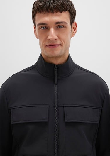  Mavi Cep Detaylı Siyah Ceket Regular Fit / Normal Kesim 0110646-71379