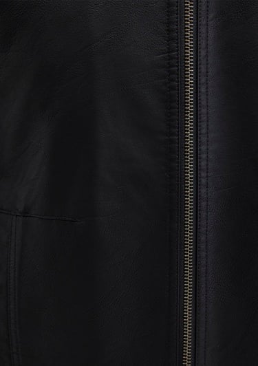  Mavi Siyah Suni Deri Ceket Slim Fit / Dar Kesim 0110548-71379