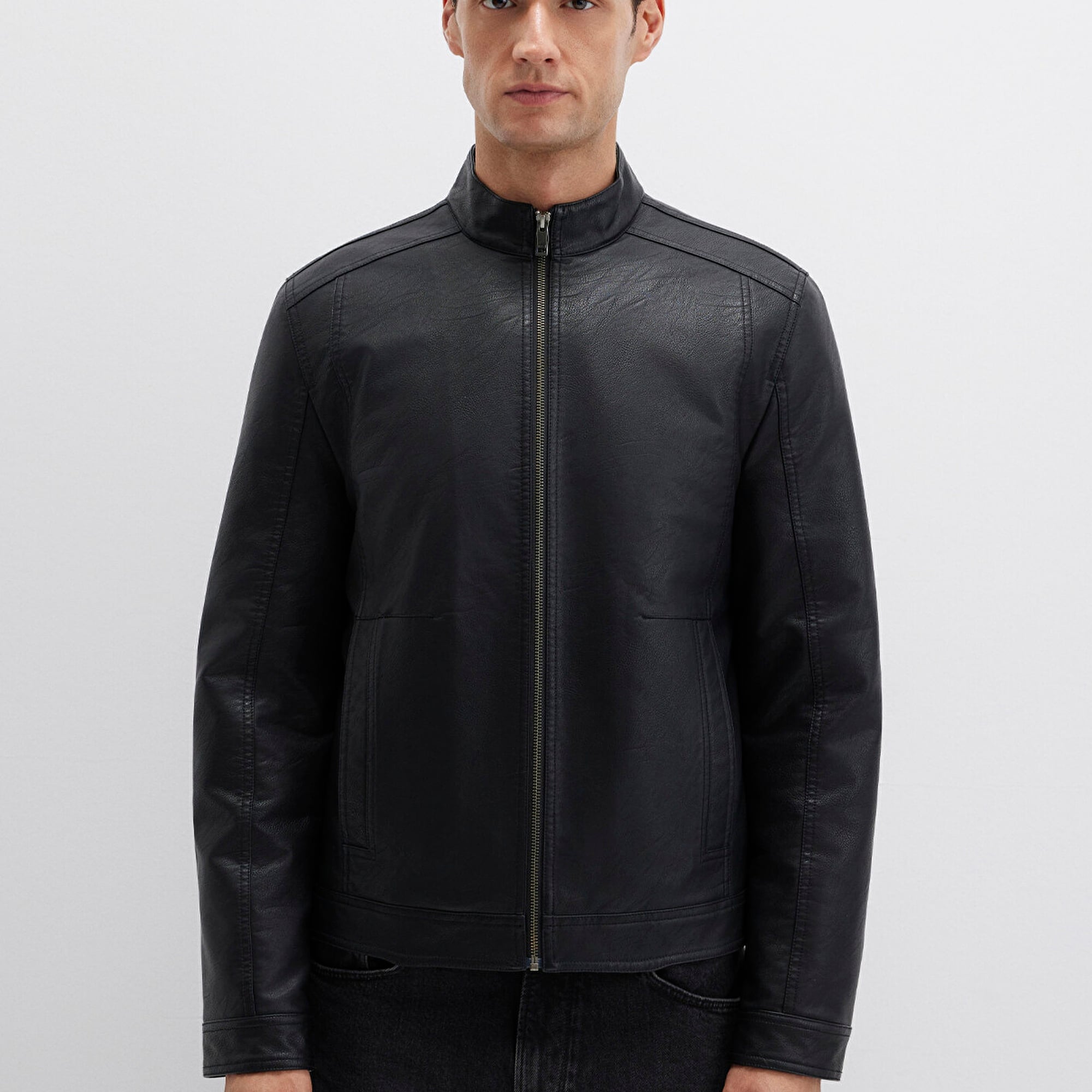 Mavi Siyah Suni Deri Ceket Slim Fit / Dar Kesim 0110548-71379