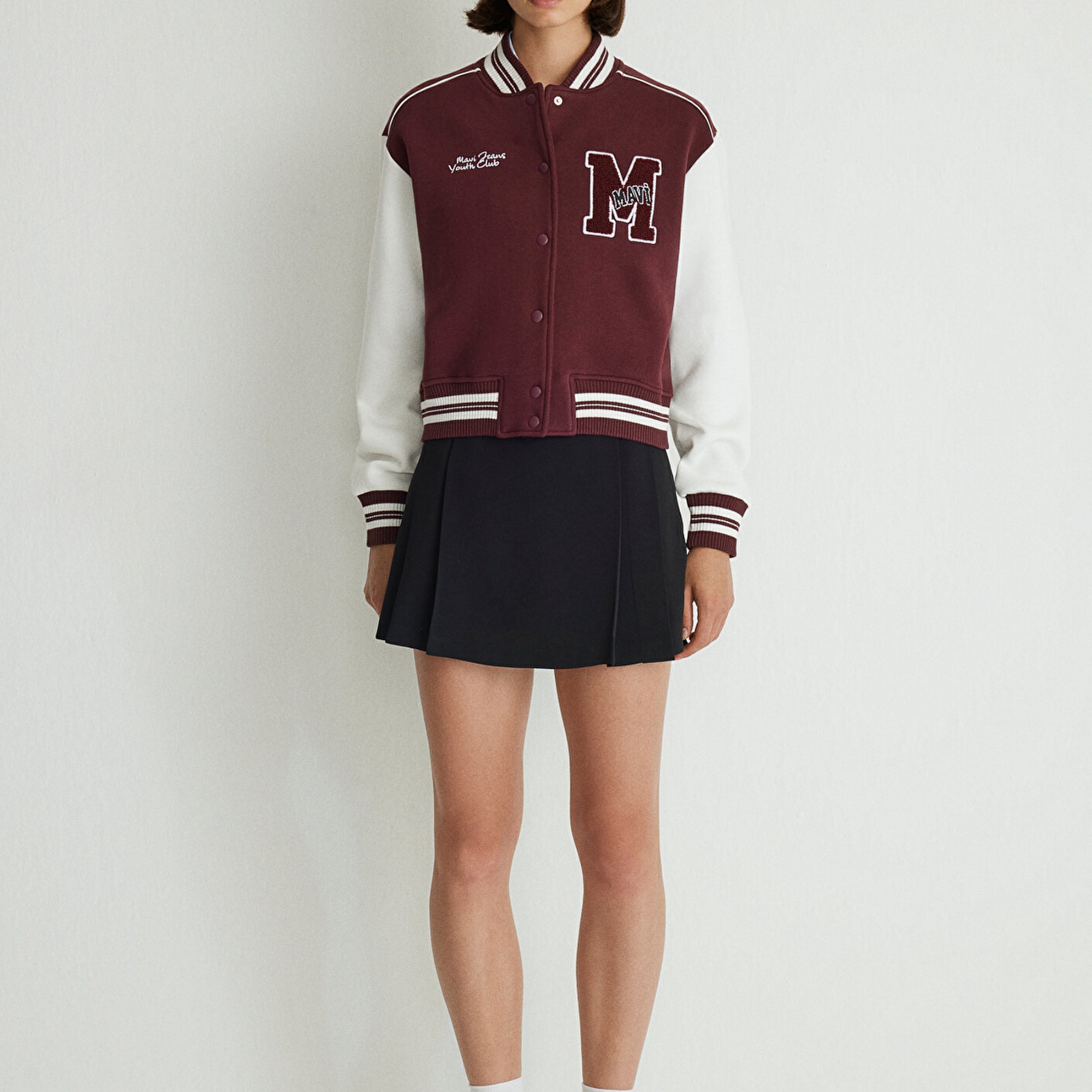 Mavi M Logo Patchli Bordo Bomber Ceket 1110636-70434