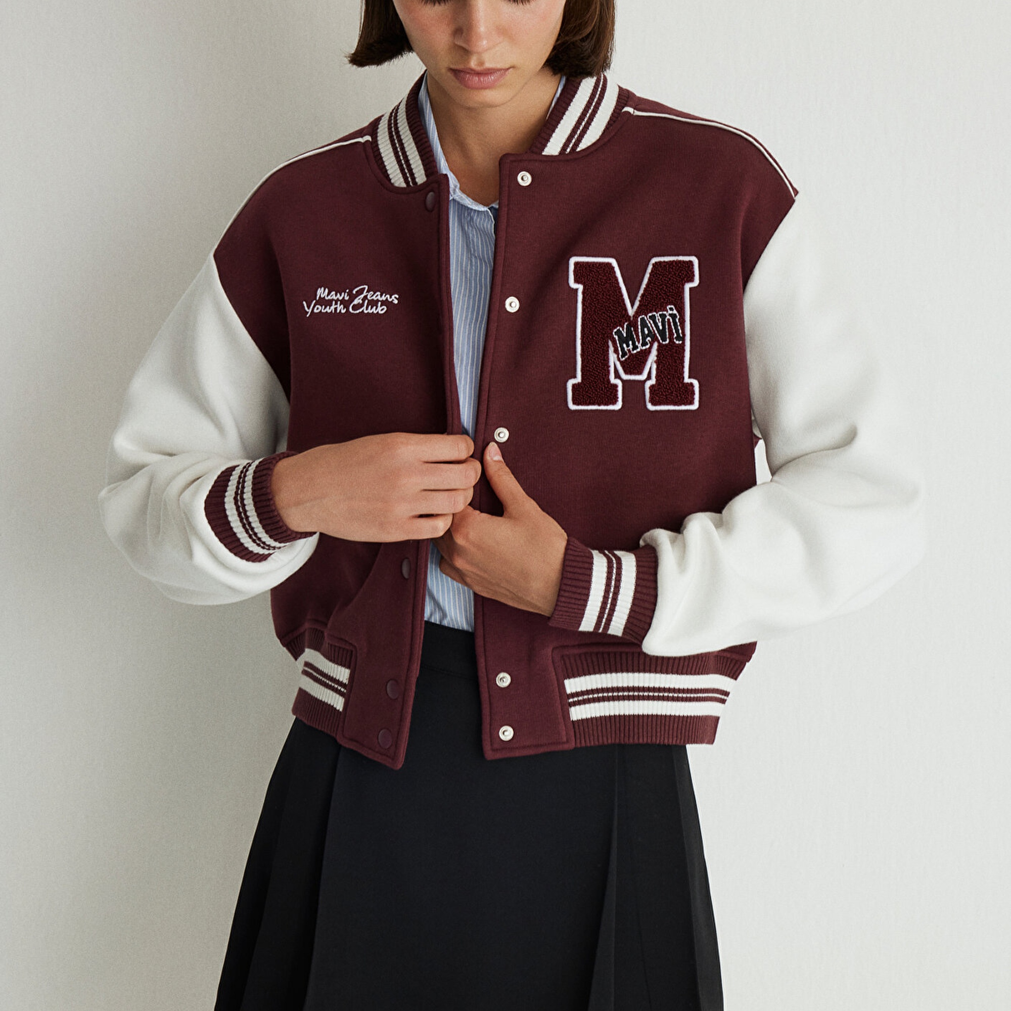 Mavi M Logo Patchli Bordo Bomber Ceket 1110636-70434