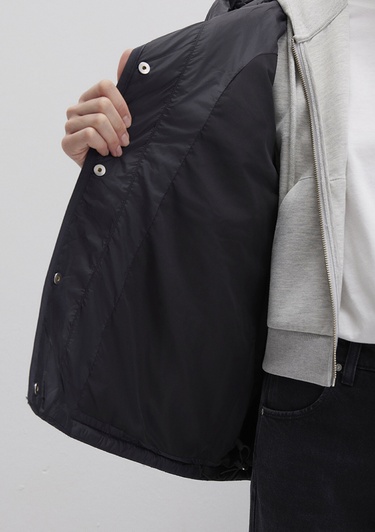  Mavi Kapüşonlu Kapitone Siyah Ceket Loose Fit / Bol Rahat Kesim 1110460-900