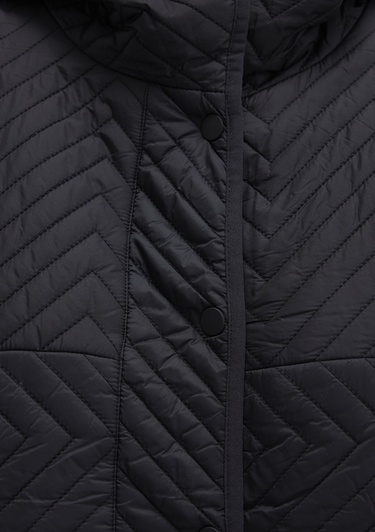  Mavi Kapüşonlu Kapitone Siyah Ceket Loose Fit / Bol Rahat Kesim 1110460-900