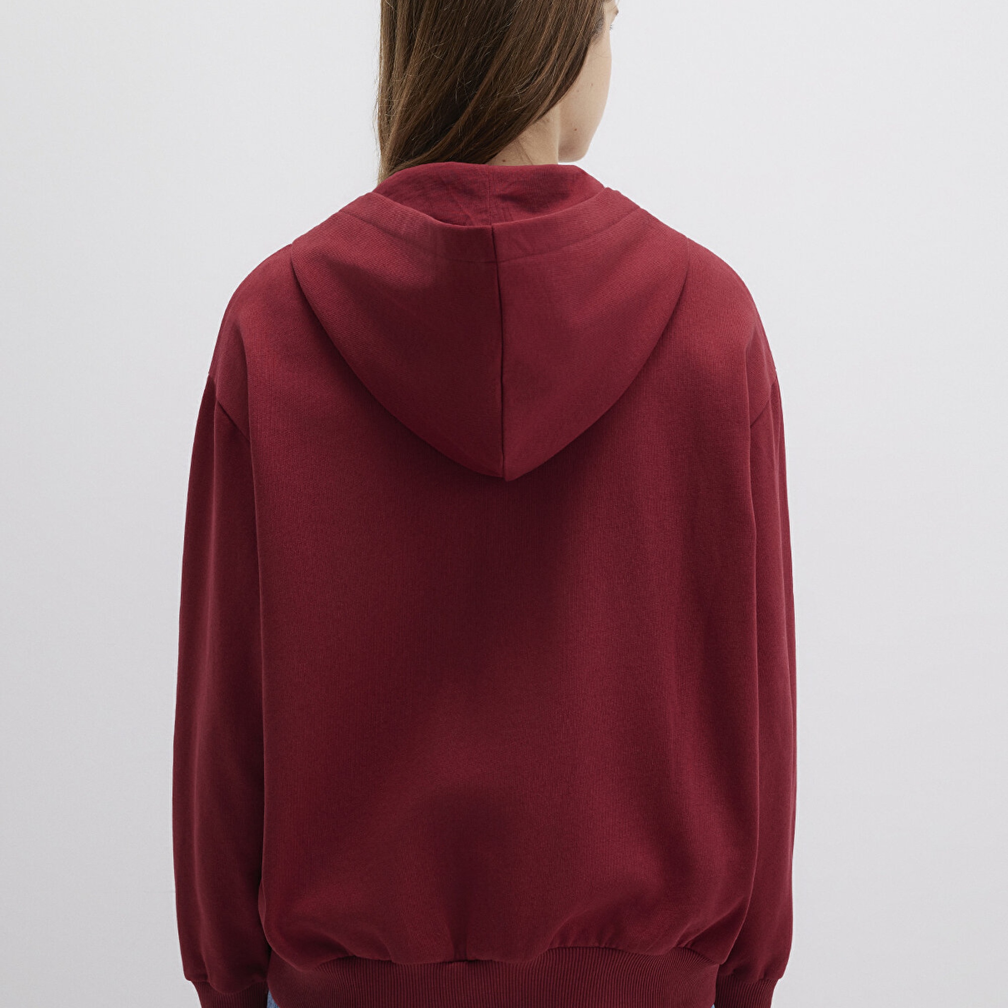 Mavi Mavi Logo Baskılı Kapüşonlu Fermuarlı Bordo Sweatshirt 1S10178-85493