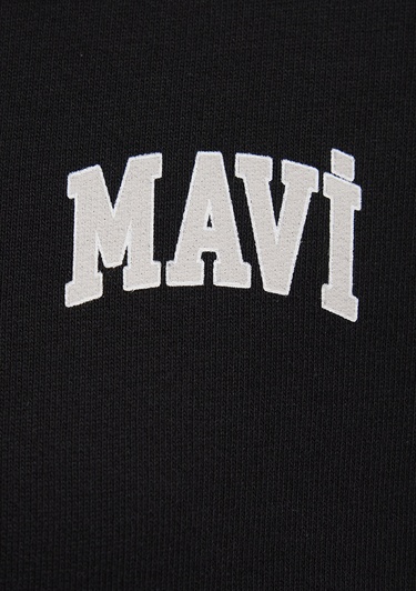  Mavi Mavi Logo Baskılı Yarı Fermuarlı Siyah Sweatshirt 1S10179-900