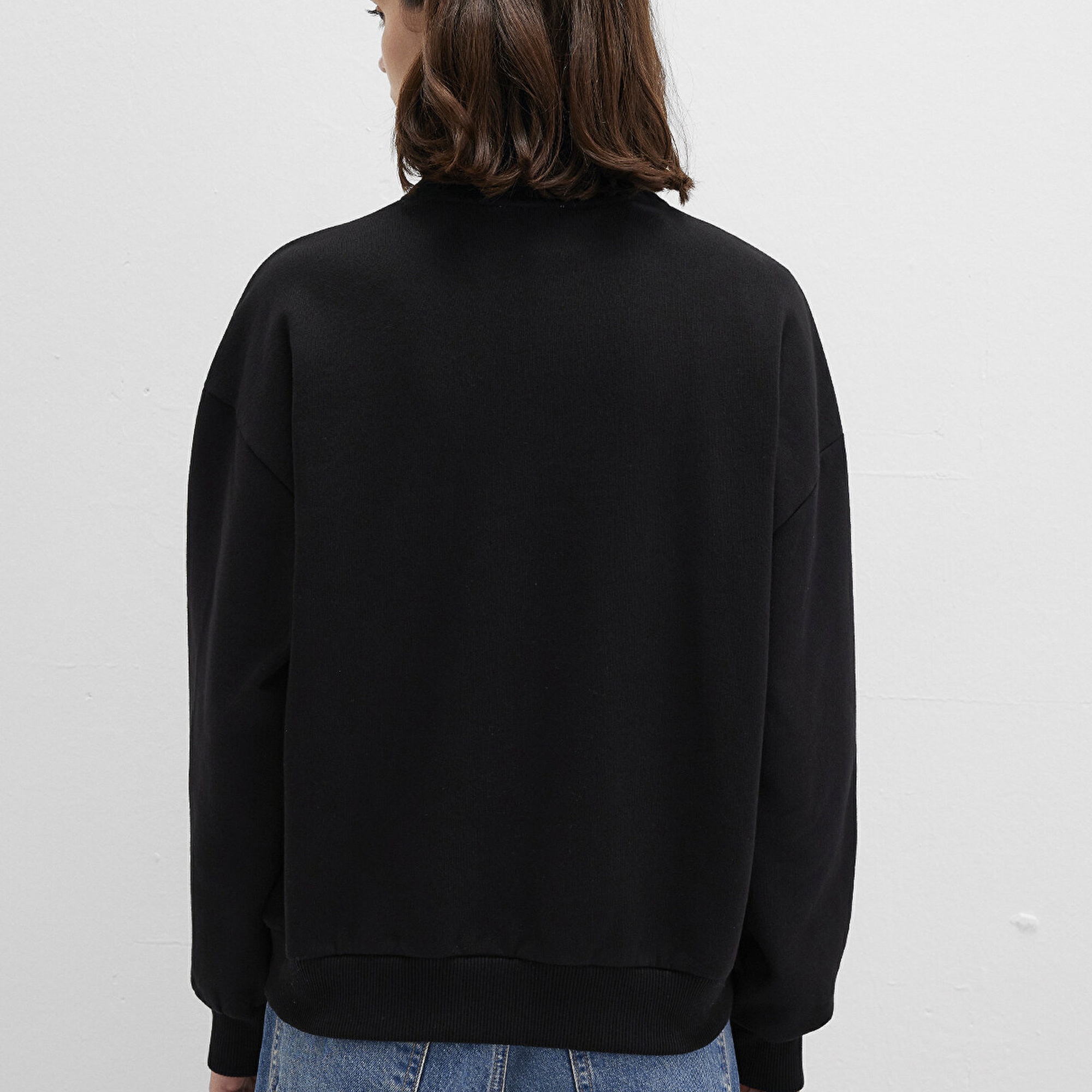 Mavi Mavi Logo Baskılı Yarı Fermuarlı Siyah Sweatshirt 1S10179-900