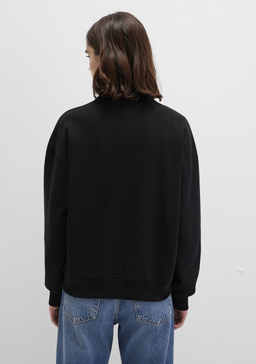  Mavi Mavi Logo Baskılı Yarı Fermuarlı Siyah Sweatshirt 1S10179-900