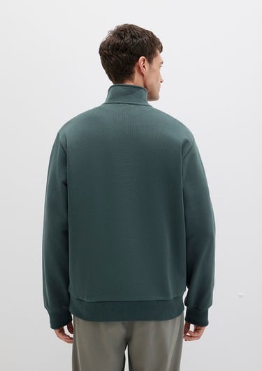  Mavi Yarı Fermuarlı Yeşil Basic Sweatshirt 0S10419-71598