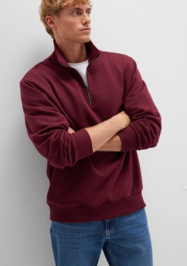  Mavi Yarı Fermuarlı Bordo Sweatshirt 0S10419-70394
