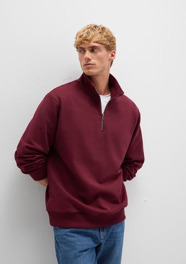  Mavi Yarı Fermuarlı Bordo Sweatshirt 0S10419-70394