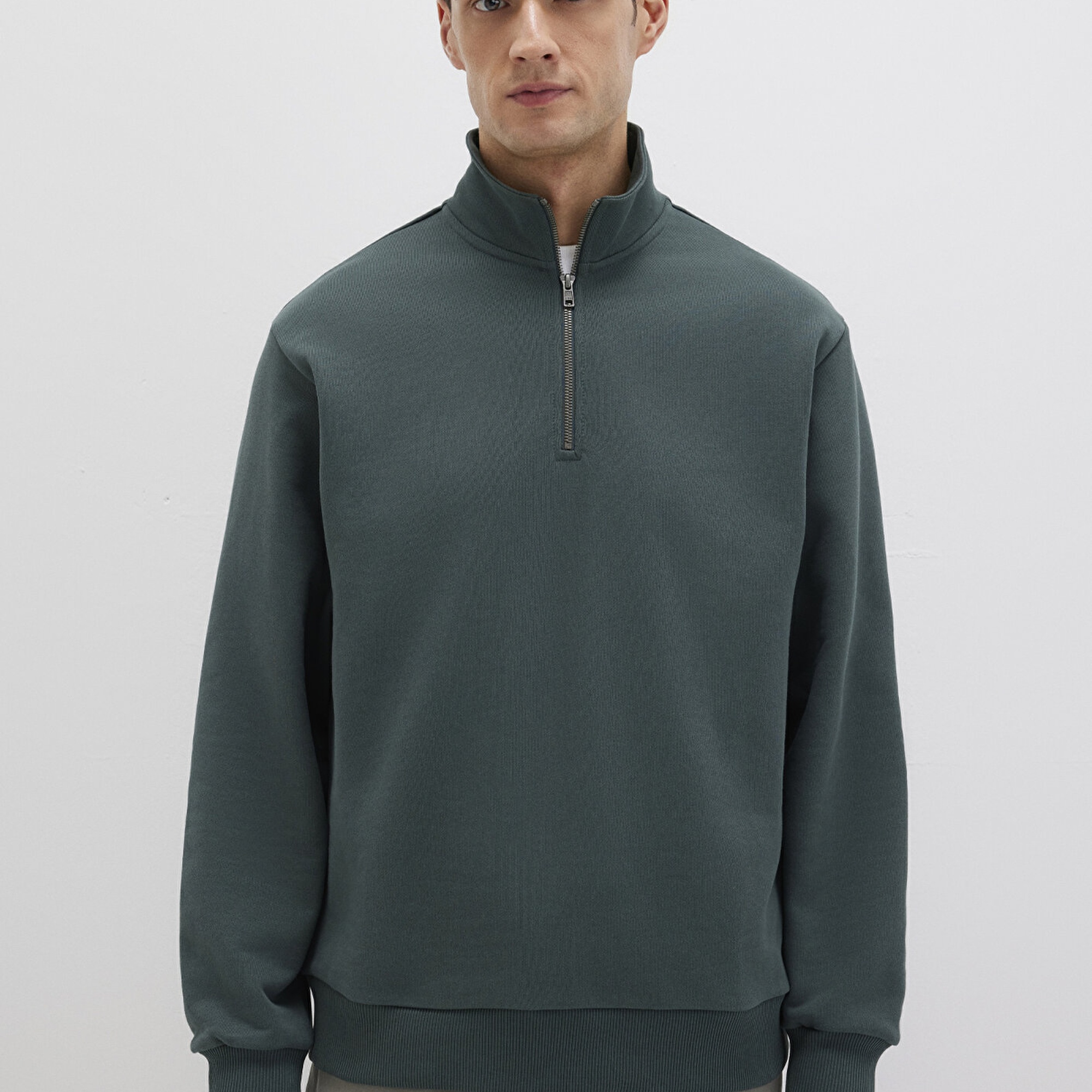 Mavi Yarı Fermuarlı Yeşil Basic Sweatshirt 0S10419-71598