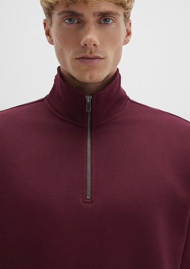  Mavi Yarı Fermuarlı Bordo Sweatshirt 0S10419-70394