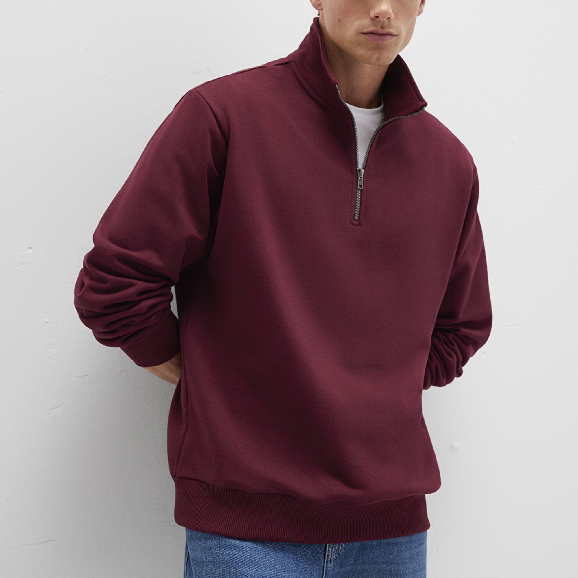 Mavi Yarı Fermuarlı Bordo Sweatshirt 0S10419-70394