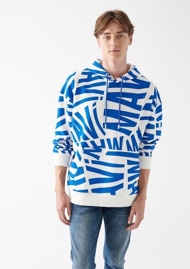  Mavi Mavi Baskılı Kapüşonlu Beyaz Sweatshirt 0610121-620