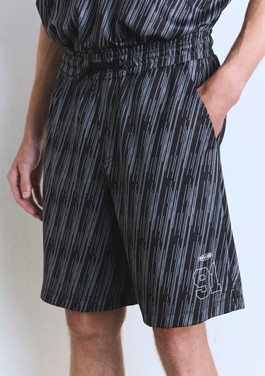  Mavi 91 Baskılı Siyah Şort 0410289-90556