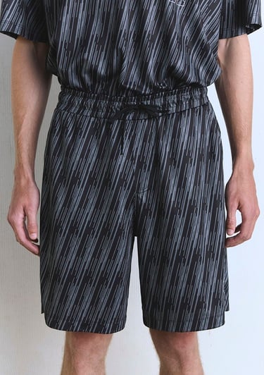  Mavi 91 Baskılı Siyah Şort 0410289-90556