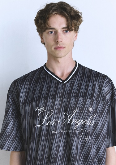  Mavi Los Angeles Baskılı Siyah Forma Tişört Oversize / Geniş Kesim 0612761-90556