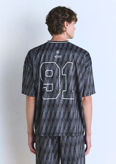  Mavi Los Angeles Baskılı Siyah Forma Tişört Oversize / Geniş Kesim 0612761-90556